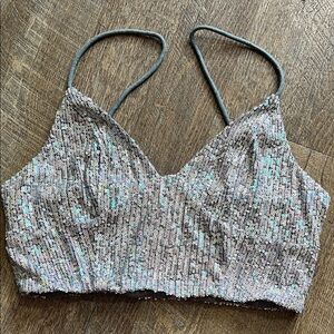 Free People Iridescent Sequin Mesh Top